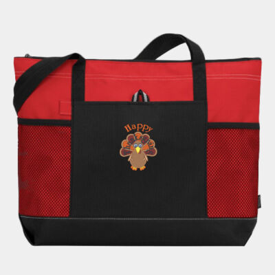 Happy Thanksgiving Turkey - Gemline Select Zippered Tote Thumbnail