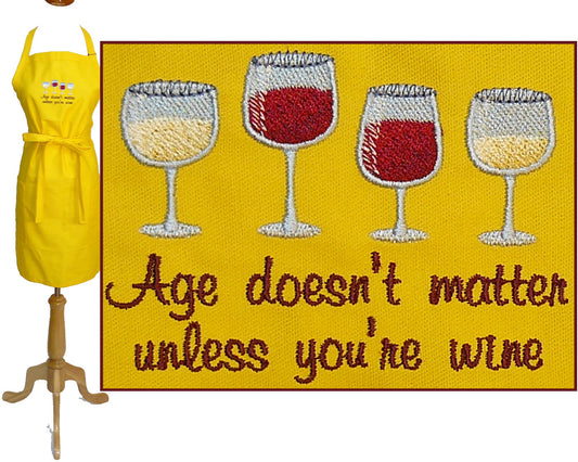 Age doesn't Matter Unless You're Wine, Yellow Adult Large Apron