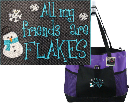All My Friends Are Flakes, Purple Gemline Select Zipper Tote Bag