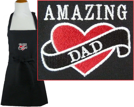 Amazing Dad Heart, Black Adult Small Apron