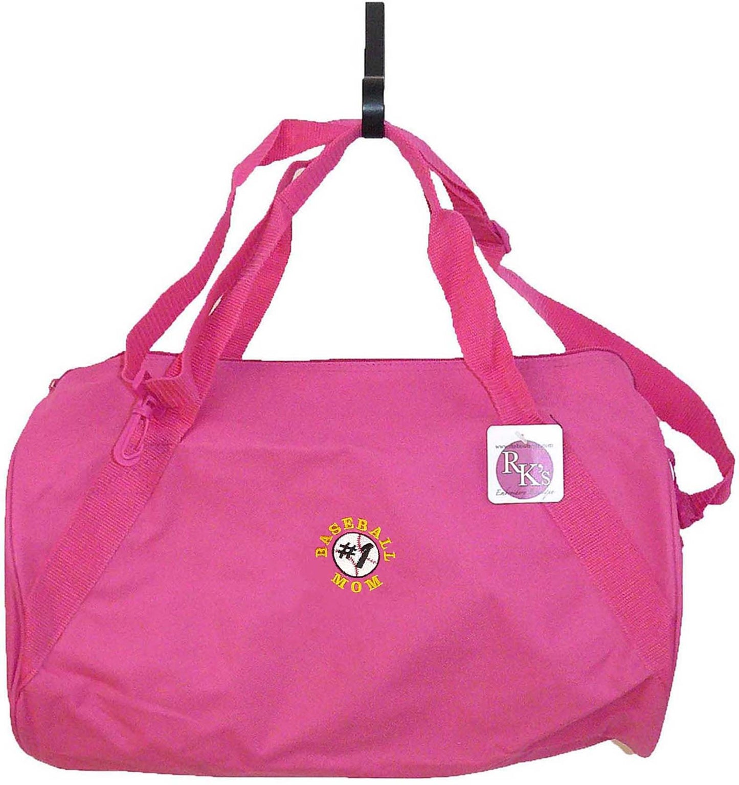 #1 Baseball Mom, Pink Barrel Duffel Bag