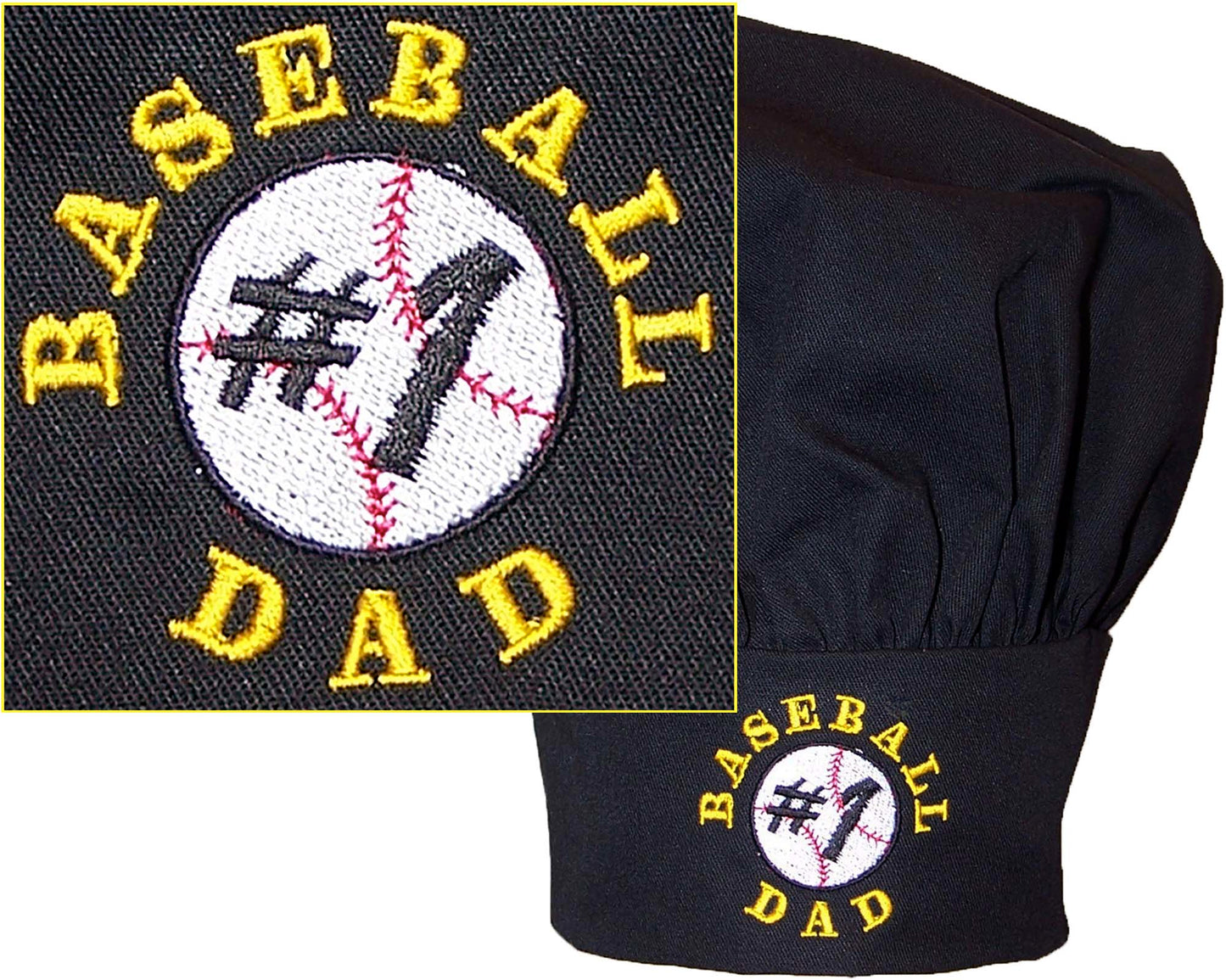 #1 Baseball Dad, Black Chef Hat