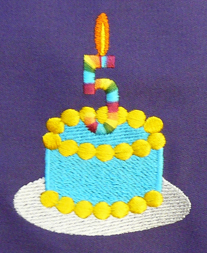 5th Birthday Cake, Purple Child Large Apron