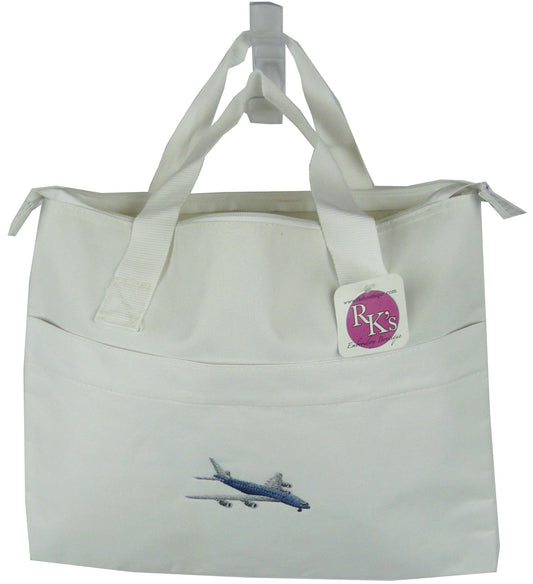 Airplane, White Banker Style Zipper Tote Bag